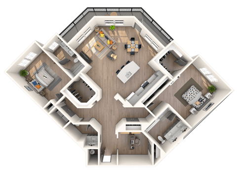 Floor plan for 2 beds, 2.5 baths, 1811 sqft
